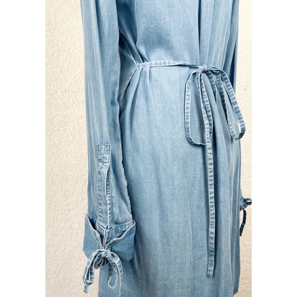 MICHAEL KORS COLLECTION • Chambray Denim Tie Waist Mini Dress - Picture 11 of 16